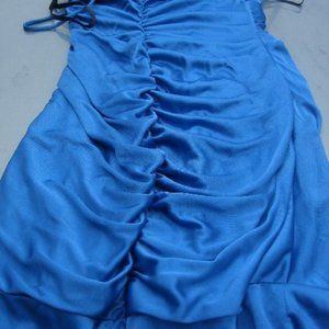 Blue City Triangles party dress ruffled rippled women's Small